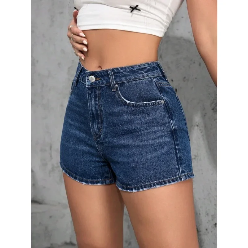 2026 New Shorts Denim Shorts Women Ripped Light Wash High Waisted Vintage Street Style Elastic Comfortable Fit