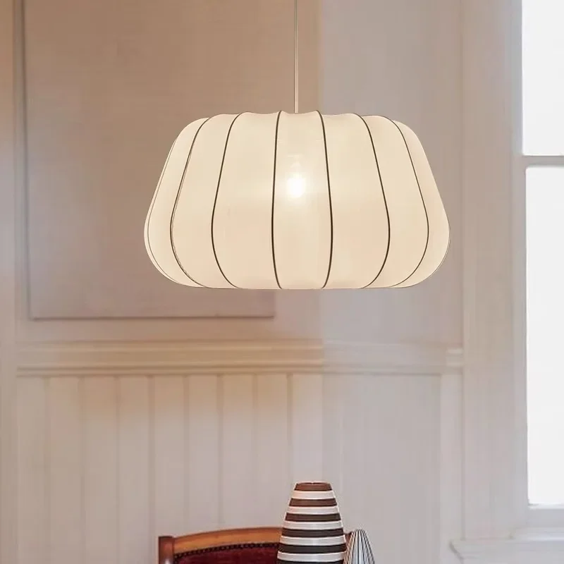 Lampe suspendue en tissu Wabi Sabi, lustre vintage en tissu, luminaire pour salon, chambre à coucher, salle à manger