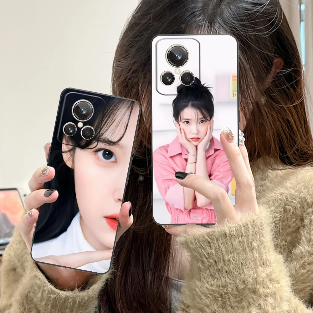 KPOP IU Lee JiEun Mobile Cell Phone Case for Realme GT 2 9i 8i 7i Pro X50 X2 C35 C21 C20 C11 C3 Black Soft Phone Cover Shell