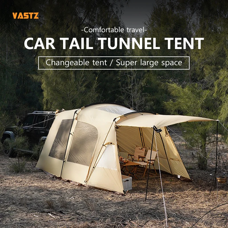 

VASTZ Trunk Tent for Tesla Model 3 Y X S Camping Outdoor Travel Waterproof PU3000mm Spacious Double Layer Design for 5-8 Person