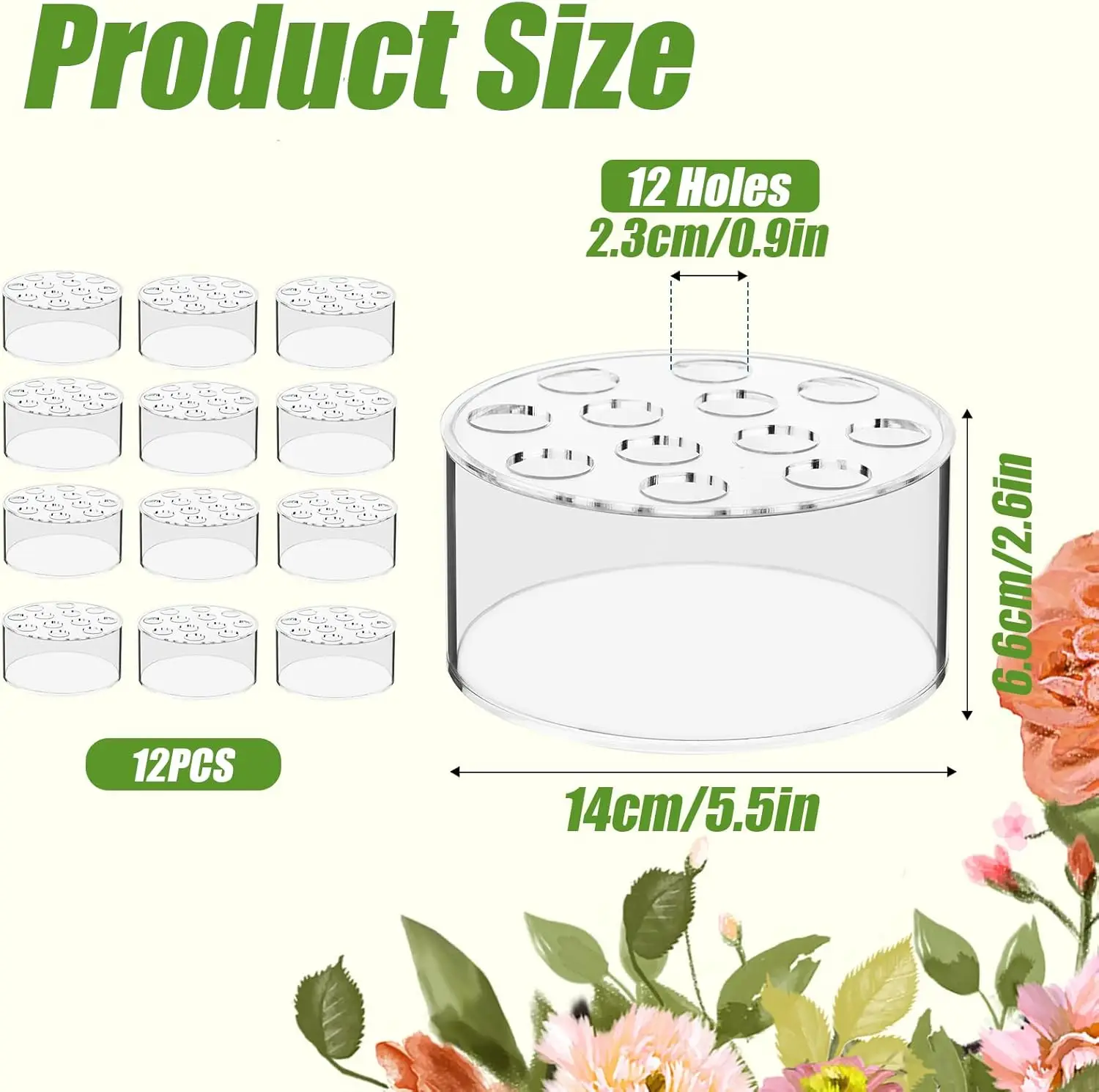 12 Pcs Acrylic Flower Vase Bulk, Round Clear Acrylic Vases Floral Centerpiece For Dining Tables Wedding Centerpiece Table