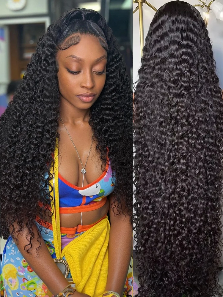 40 46 بوصة طويلة بوب شعر مستعار 250% الكثافة موجة عميقة البرازيلي الشعر البشري غلويليس مجعد 13x6 HD الدانتيل شعر مستعار أمامي للنساء السود