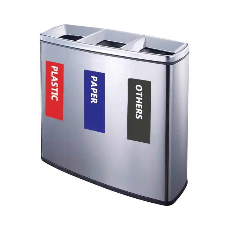 High Quality 3 Bins Recycling Trash Can Outdoor Classified Waste Bins Three Compartments