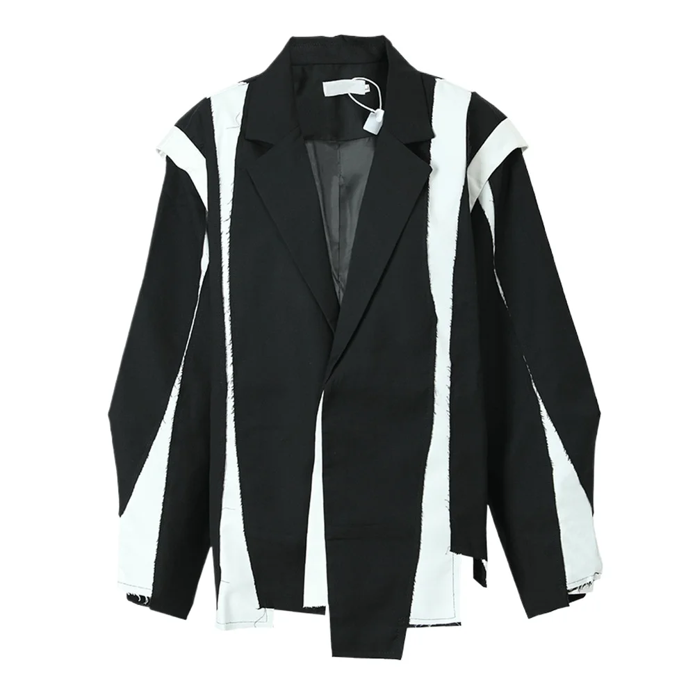 

SuperAen Deconstructed Splice Design Oversize Silhouette Suit Overcoat Women's Summer 2024 New Ragged Edge Blazer