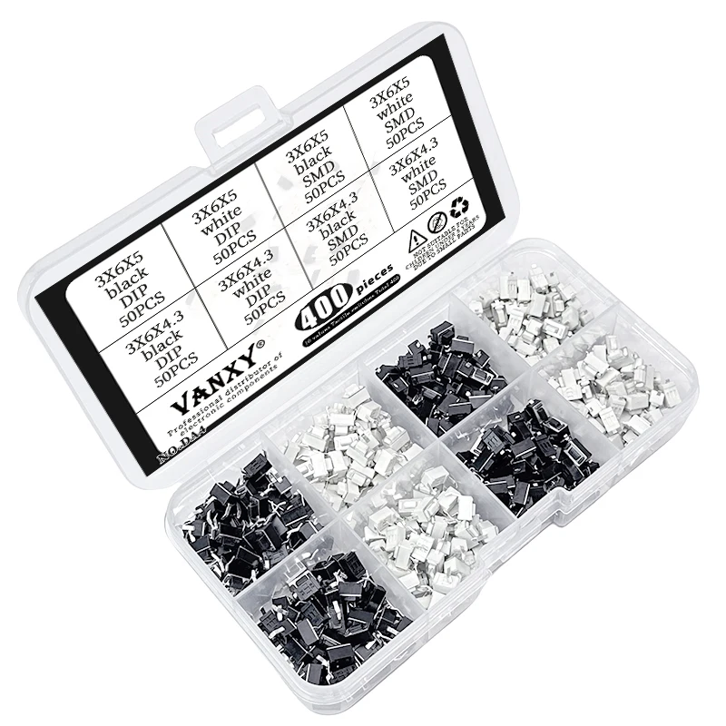 100PCS 3*6*5mm 3*6*4.3mm 2pin SMD Tact Switch Push Button White Button Touch  Switch 3x6x5H 3*6*5 3*6*4.3 2P black white DIP