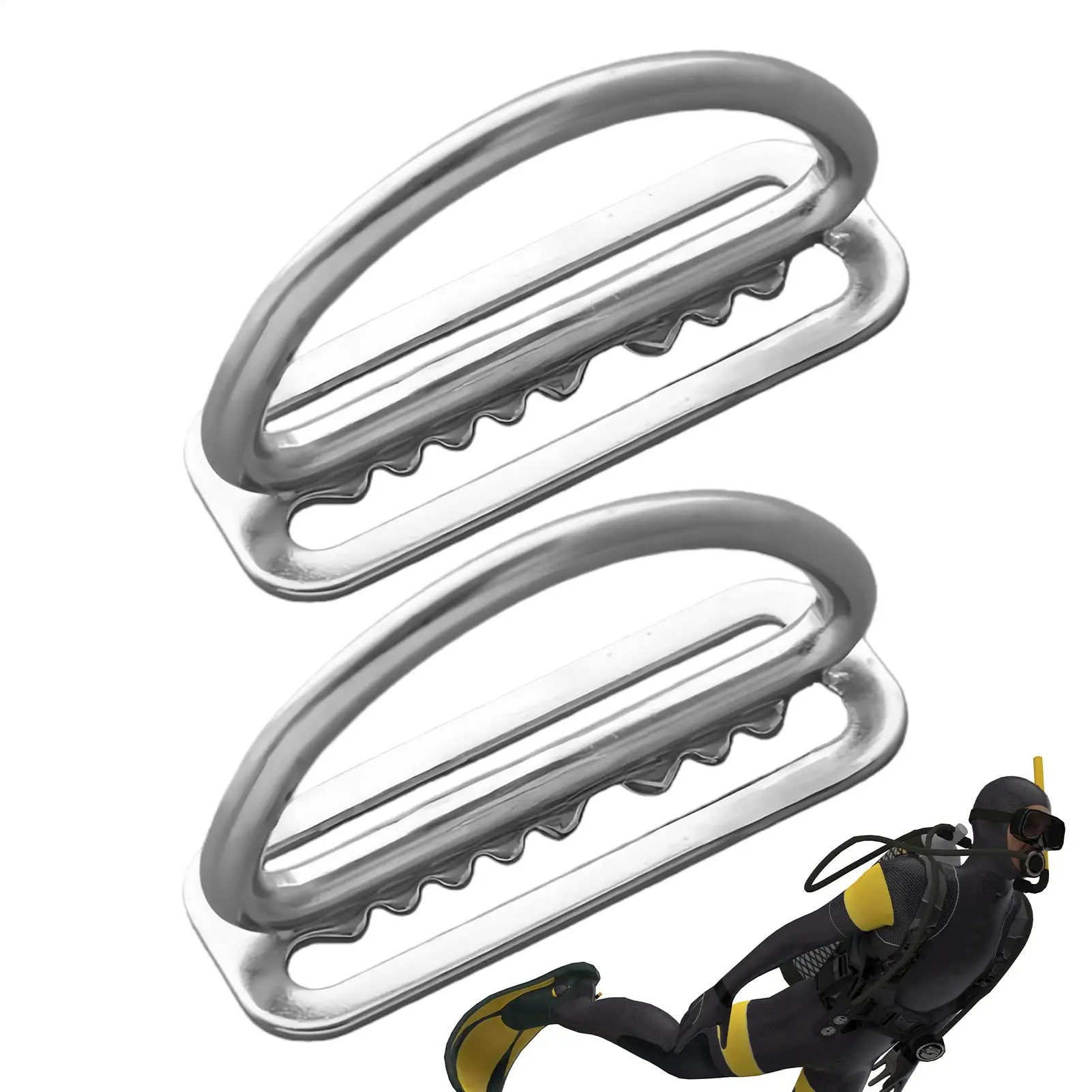 

2PCS D-ring Buckle, Heavy Duty Safety Clip Hardware for Diving Weight Belt Snorkeling Rock Climbing Outdoor Sports