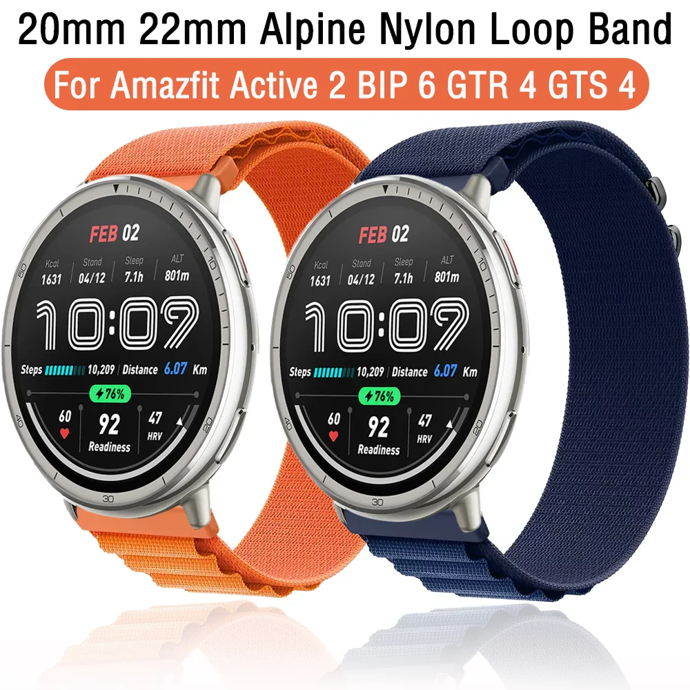 Нейлоновый ремешок Alpine 20 мм 22 мм для Amazfit Active 2 GTS 3 4 Мини-браслет Amazfit BIP 6 5 Balance GTR 4 Ремешок Correa
