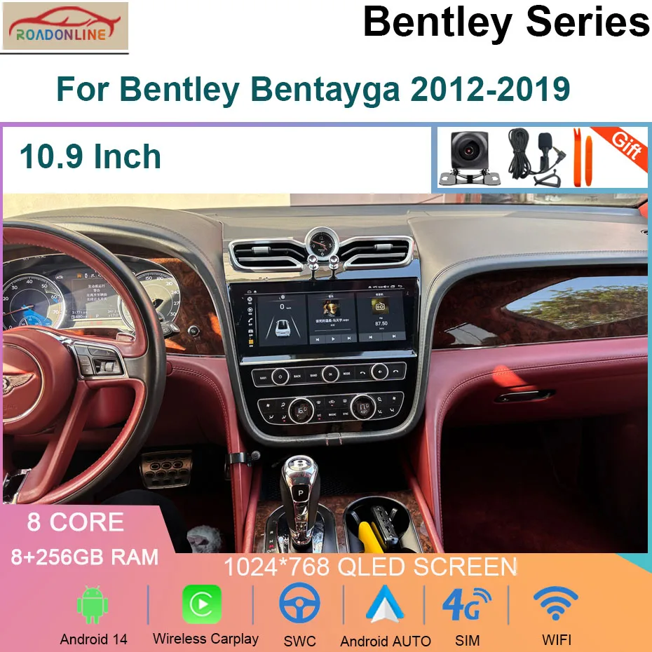 

10.9" Android 14 CarPlay Car Radio For Bentley Bentayga 2012-2019 Car Intelligent Systems Multimedia Head Unit Display
