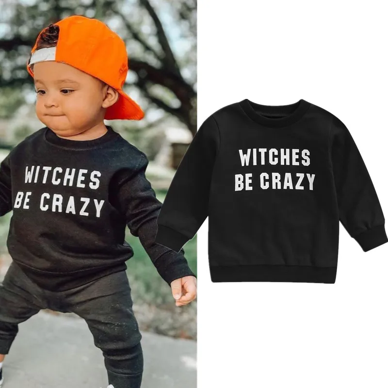 Newborn Baby Boy Girl Clothes Halloween T-shirt 2022 Letter Printed Long Sleeve O Neck Casual Tops Autumn Clothing