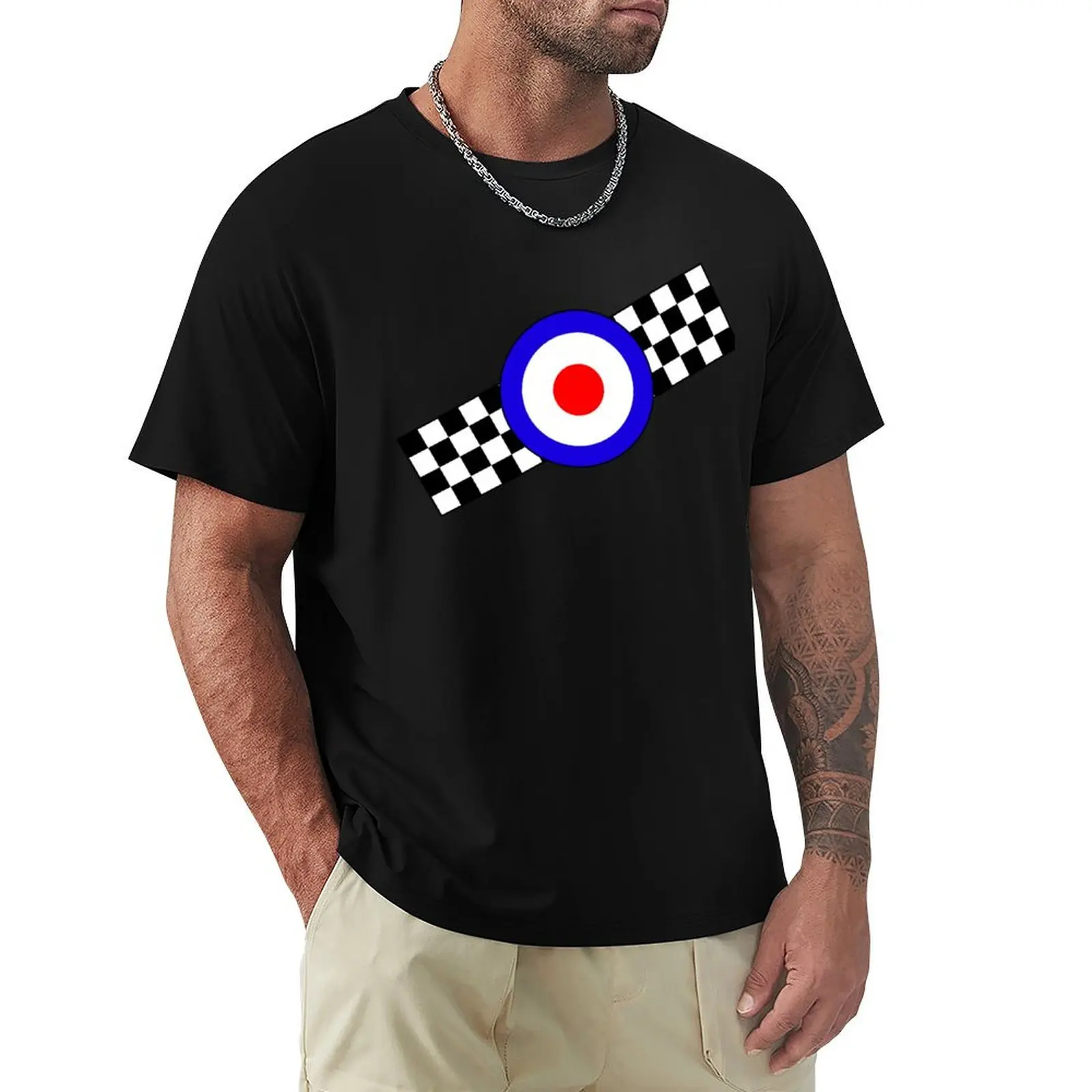 Mod or Ska Two Tone Checks and Target T-Shirt Trendy Pattern T-Shirt for Men