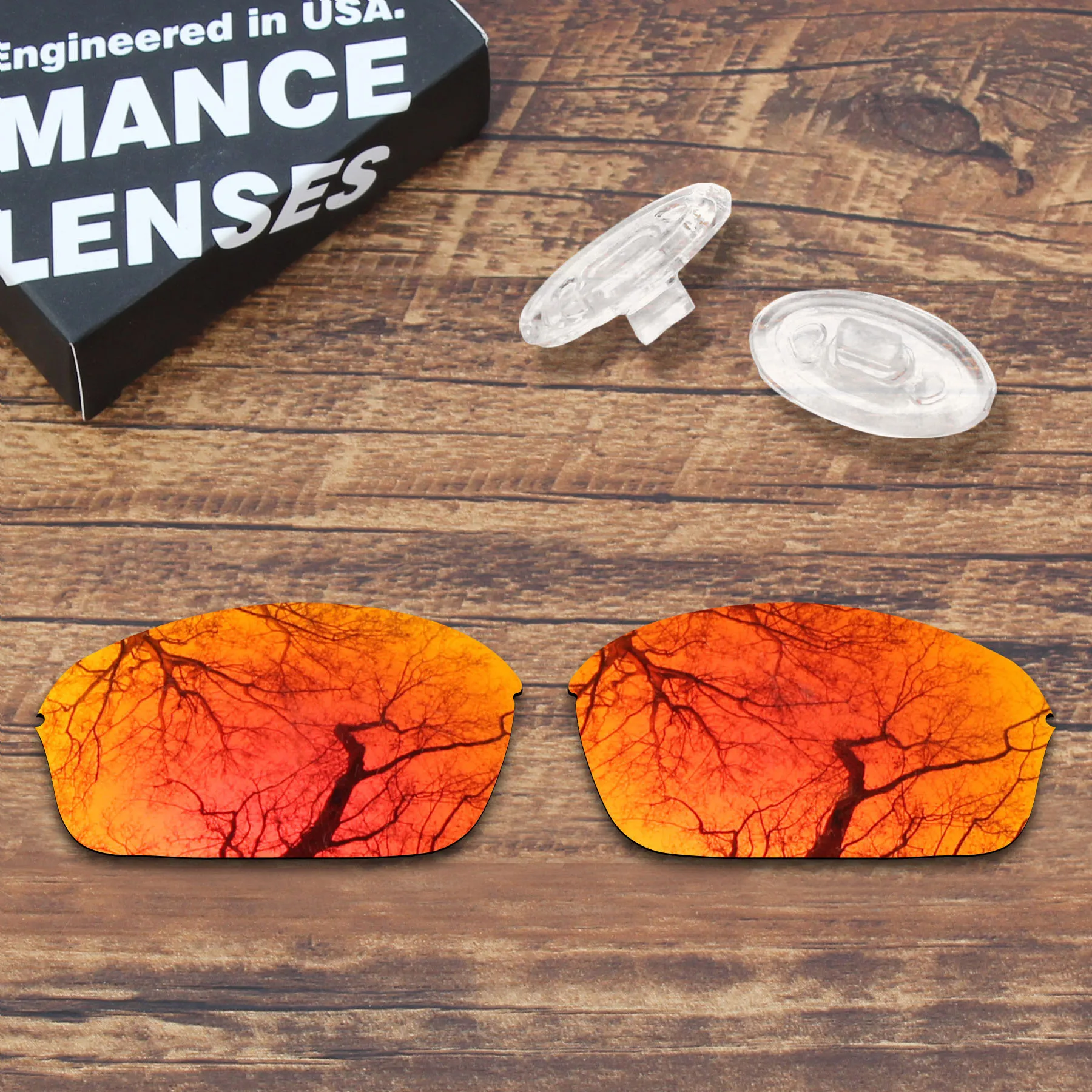 

Millerswap Resist Seawater Corrosion Polarized Fire Red Mirrored Replacement Lens &Clear Nose Pads for Oakley Half Wire 2.0