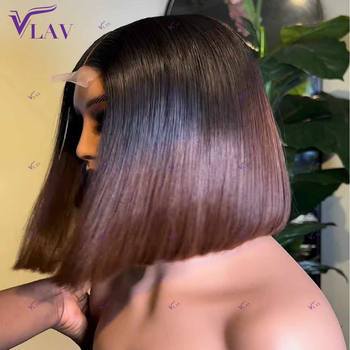 Bob Wig 13×4/13×6 HD Transparent Lace Preplucked With Baby Hair Super Double Drawn Glueless Wigs Wear And Go 1B/4 Color Wig VLAV image 3