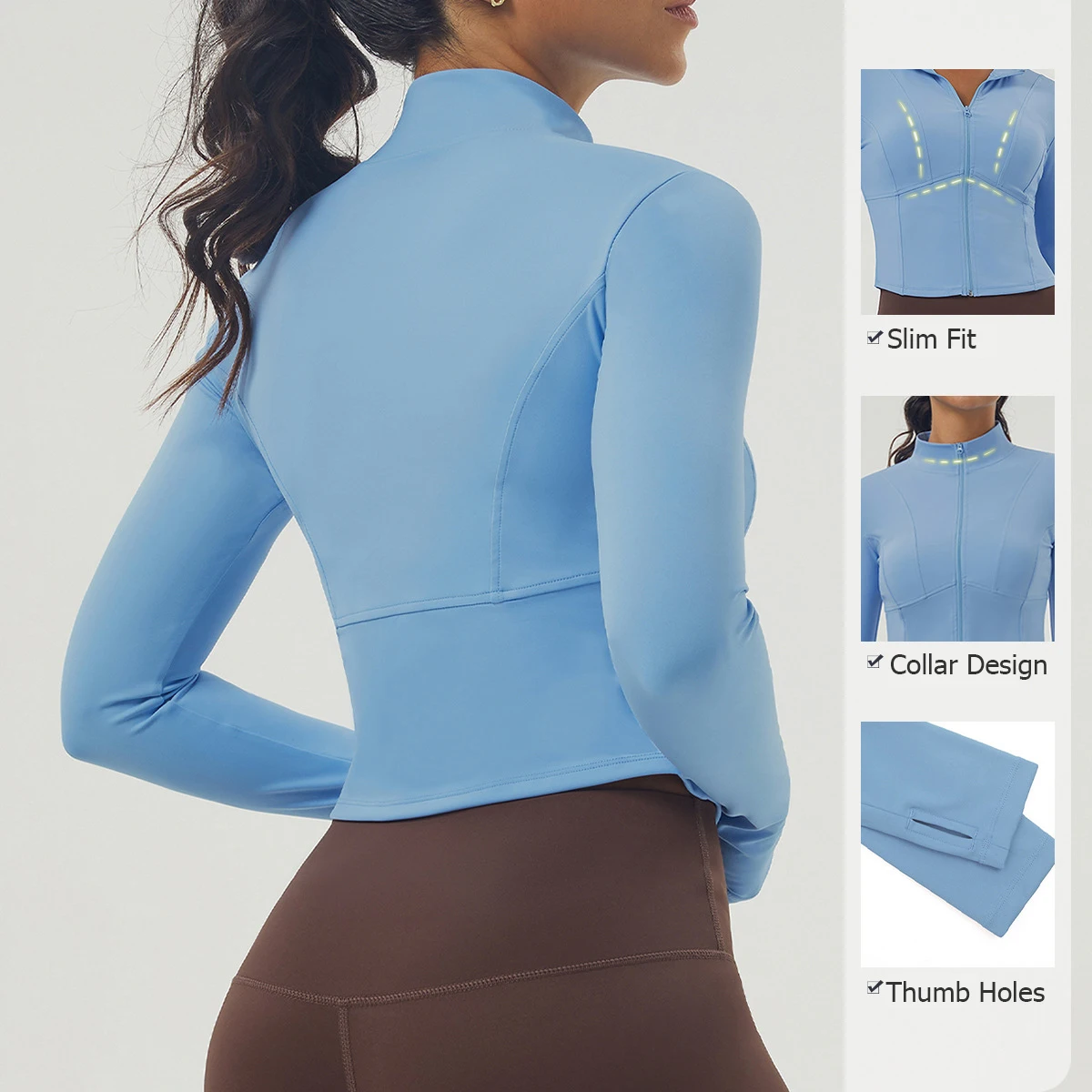 Long Sleeve Running Jacket Women Solid Color Slim FIt Yoga Shirt Super Stretch Breathable Gym Top Female Workout Clothes