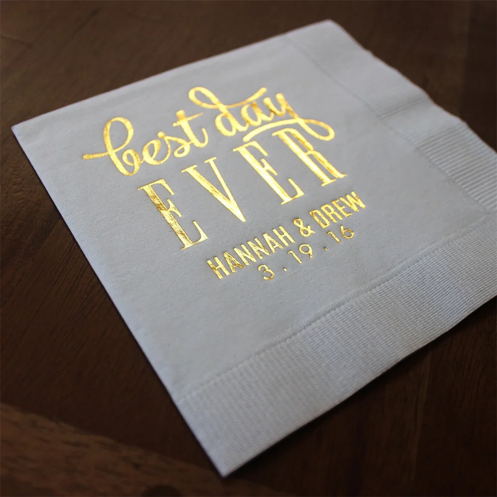 Custom Best Day Ever Party Napkins, Personalized Wedding Napkins, Custom Napkins, Rehearsal Dinner Napkins, Custom Cocktail Napk