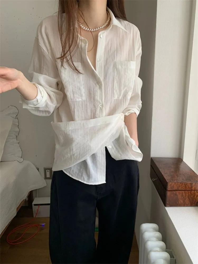 

Korean Style Long Sleeve Shirt Women's Waist-Cinching Top Autumn New Arrival Dongdaemun Design Breathable Comfortable Material