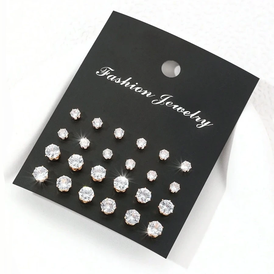 12 Pairs Of Luxurious, Simple, Shiny, And Caring Zirconia Decorative Earrings Are Suitable For Gifts To Parties, Multi-Piercing Cartilage Earrings for Men Women, Unisex Stackable Set