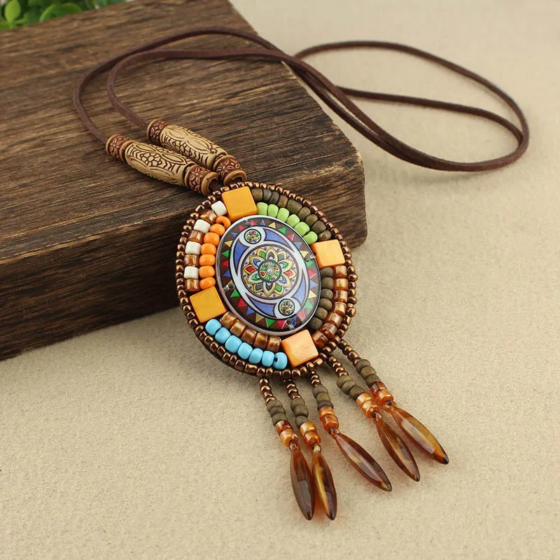 New Women Bohemian Ethnic Long Chain Feather Dreamcatcher Skeleton Tassel Pendant Necklace Choker Boho Jewelry Accessories