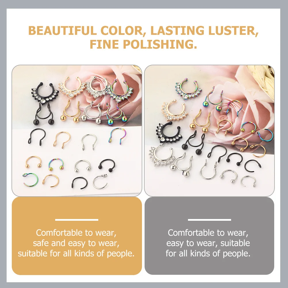 

1Set No Piercing Nose Ring Stainless Steel Clip Cuff Fine Polishing Comfortable Safe Wear Suitable All Kinds People Jewelry