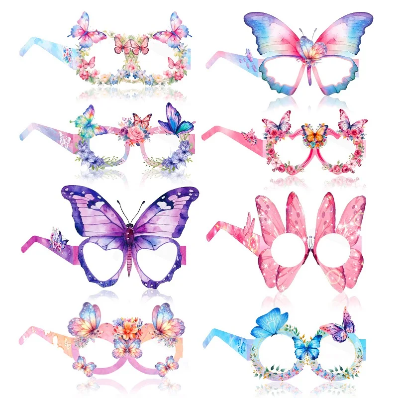 

8pcs Butterfly Photo Glasses Decoration Girls Birthday Dressup Butterfly Photo Props