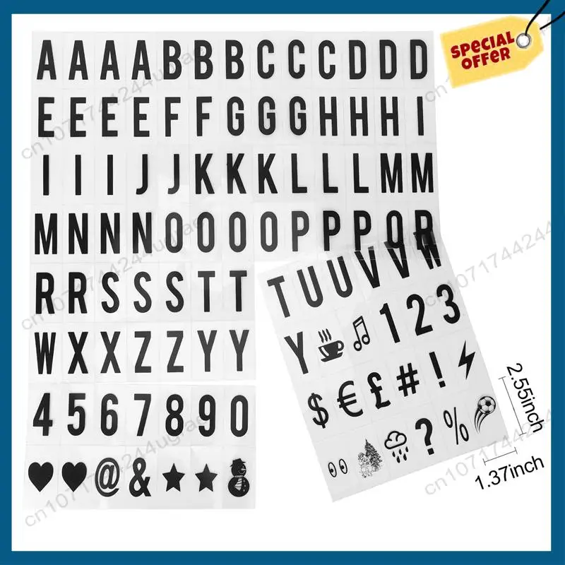 

-A15I 624Pcs Cinematic Lightbox Replacement Letters & Numbers Signs Black 65.4X35mm(LED Light Box Is NOT Included ) Black