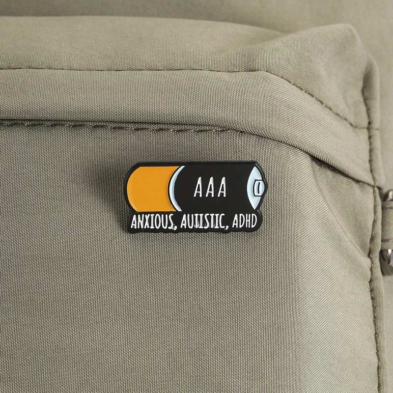 Low Battery Enamel Pin Anxious Autistic ADHD Quote Brooches Neurodiversity Lapel Badge for Backpacks Jewelry Gifts - view 5
