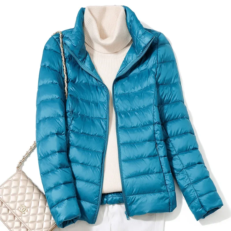 Chaquetas acolchadas cortas ajustadas para mujer, novedad de 2021, abrigo cálido ultraligero y plegable para mujer, prendas de vestir portátiles, abrigos