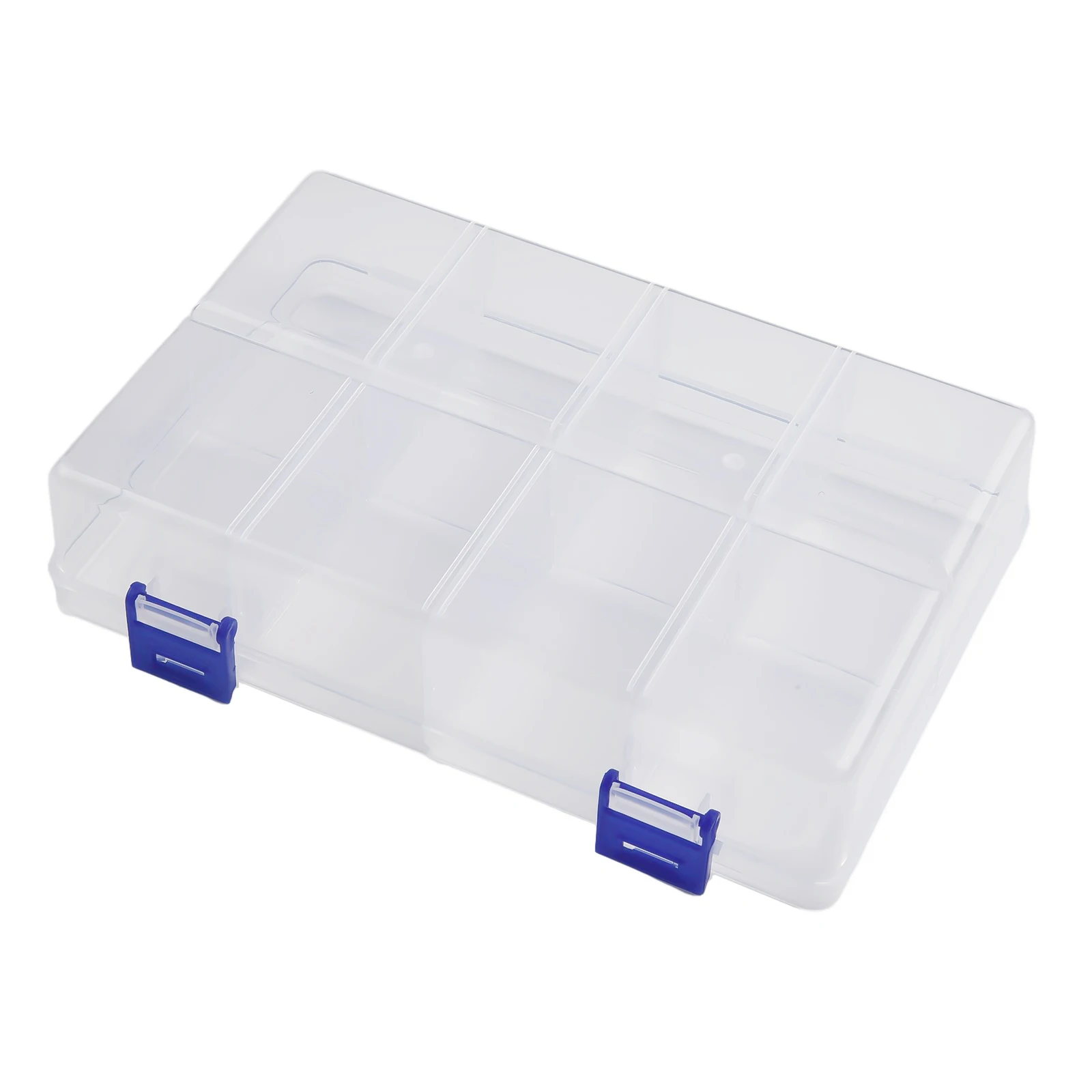 Caja de almacenamiento de plástico transparente, organizador de 8 rejillas ajustable, contenedor de tornillos, caja de pendientes de joyería,