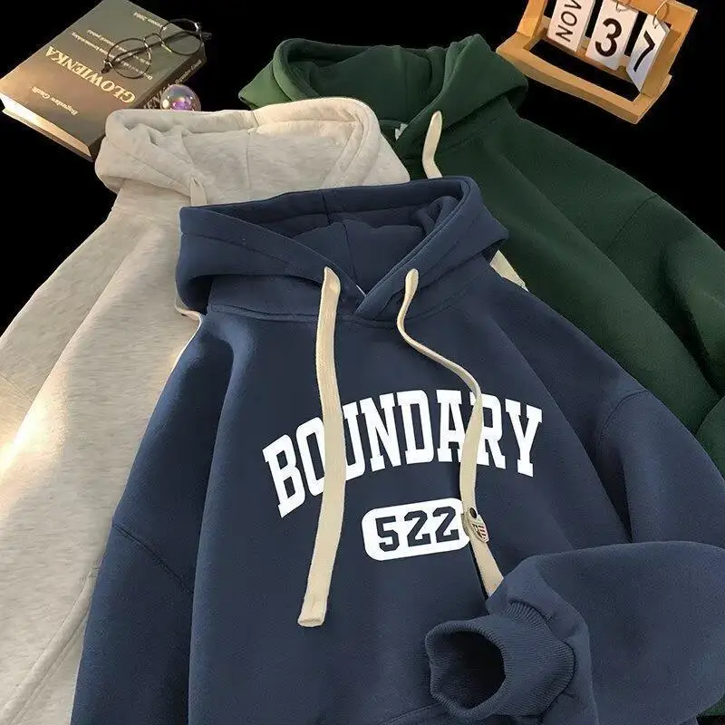 

Heavy Hooded Fleece Sweatshirt Men's 2024 Fall American Jacket Ins Loose Trendy Brand Plus-size Clothes