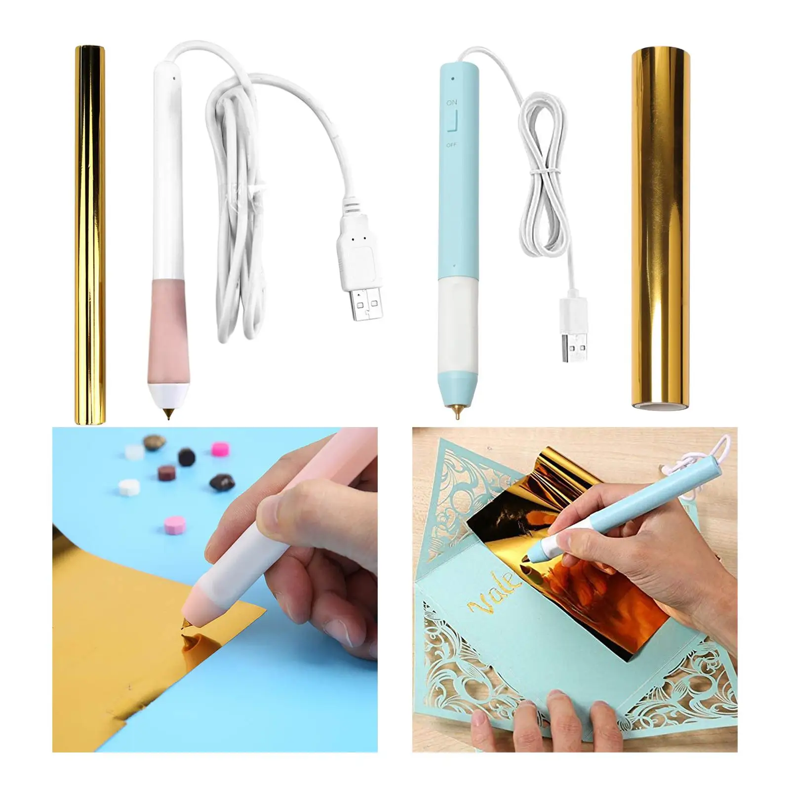 Hot Pen with USB Cable DIY Decoration Drawing Pen 1.5mm Tip Activated Roll Sets , Bronzing Pen making