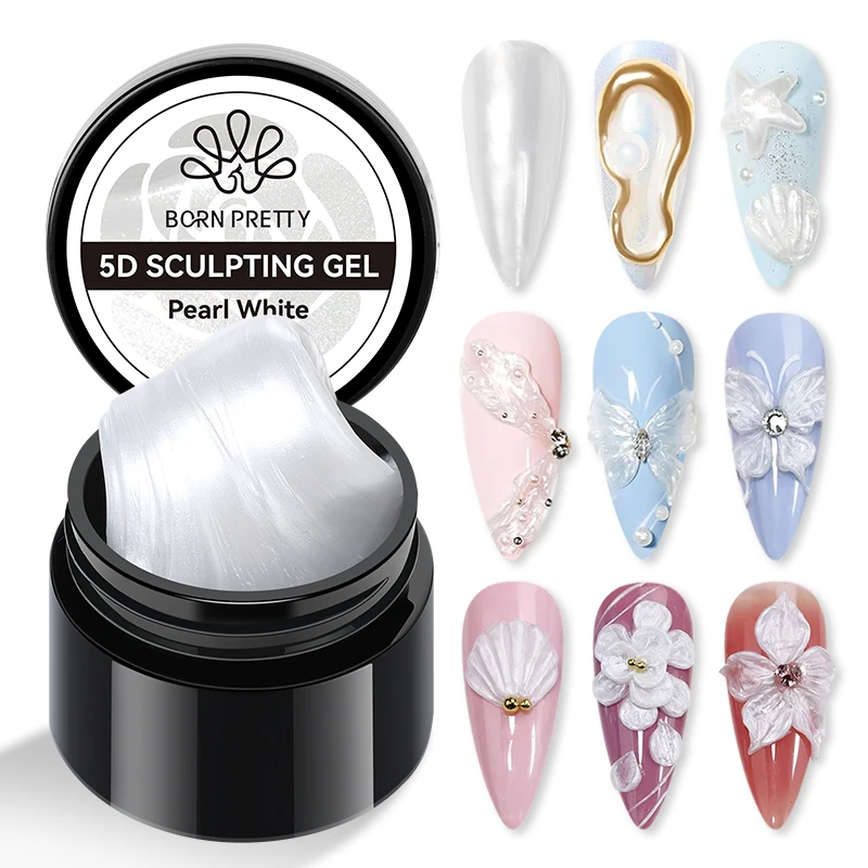 BORN PRETTY 5D Sculpting Gel Nagellack 5 ml Pearl White Shaping Carving DIY Poking Gel Solid Tips Nail Art No Wipe Top Coat – Detail 3