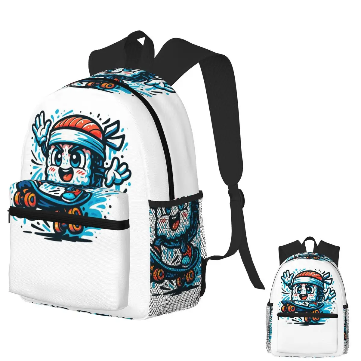 

Skater Sushi Roll Kawaii Action Design Student Backpack School Bag Hiking Travel Daypack for Men Women Bookbag Shoulder Bags