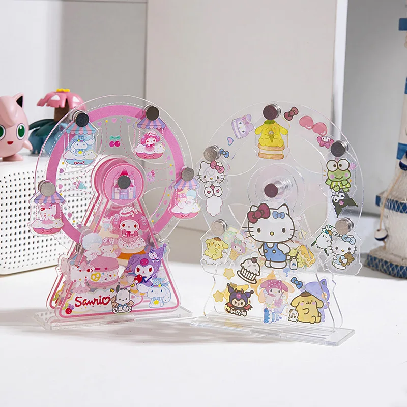 

Sanrio Hello Kitty Acrylic Ferris Wheel Stand Diy Set Rotating Cartoon Creative Material Pack Shaking Fun Ornament Children Gift