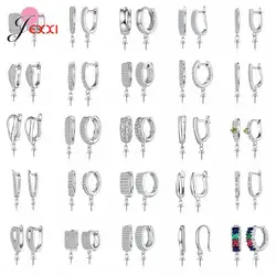 AAA Cubic Zircon 1 Pair 925 Sterling Silver DIY Earring Findings Clasps Hooks Fittings Making Accessories Jewelry