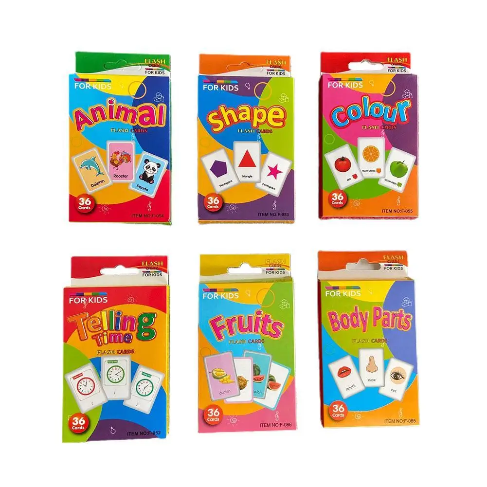 

36pcs Children Cognition Cards Body Parts Animal Fruits Double Side Flashcards Montessori Baby Kids Early Educational Toys Gifts