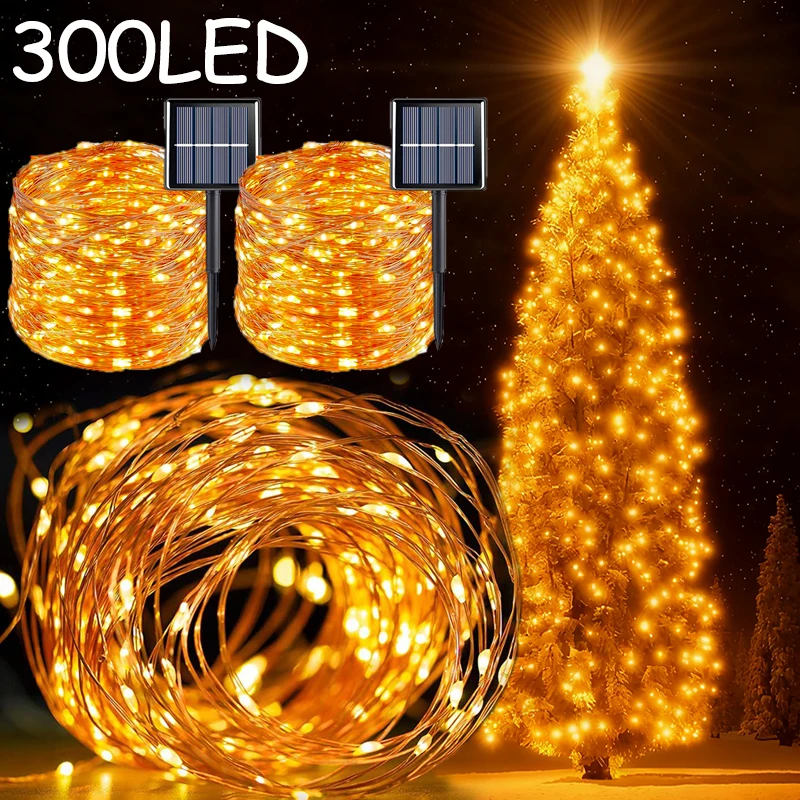 

Solar Fairy Lights Garden Christmas Decor Garland Light Waterproof Outdoor LED Solar String Lights for Xmas Party Patio Balcony