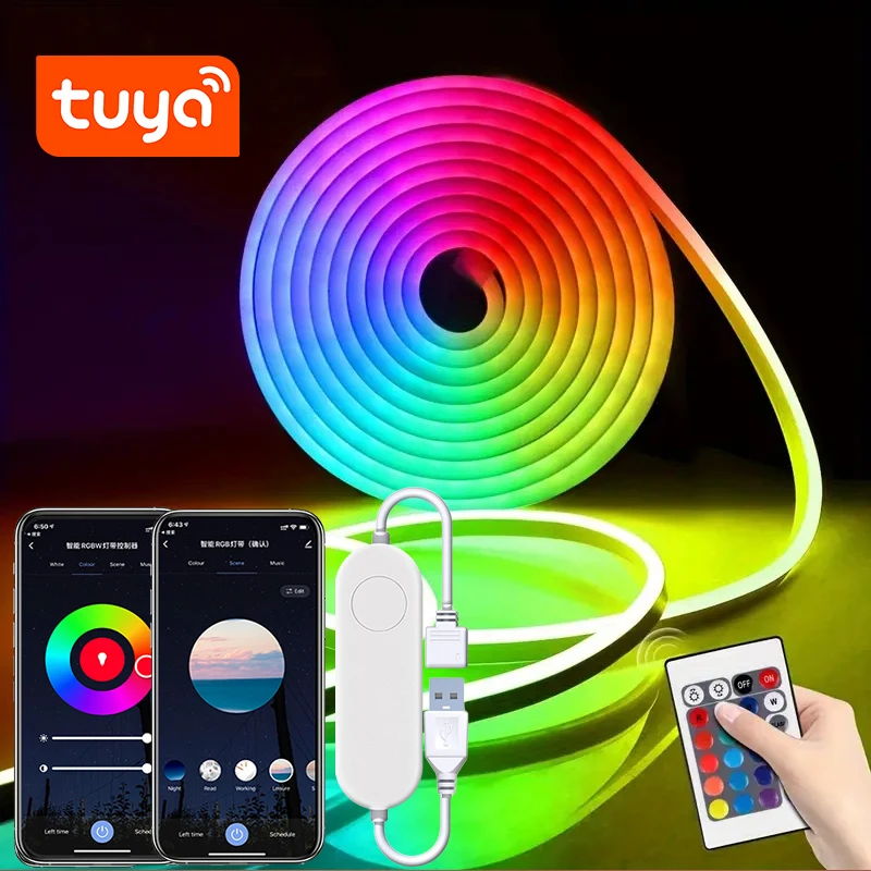

Светодиодная неоновая лента TUYA, Гибкая Rgb лампа с дистанционным управлением, питание от Usb, для Хэллоуина и праздников, украшение для дома, кухни