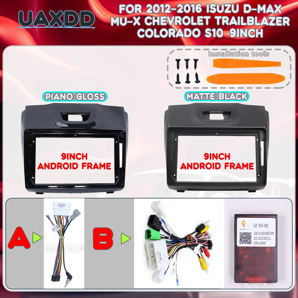 For 2012-2016 Isuzu D-MAX MU-X Chevrolet Trailblazer Colorado S10 9INCH radio Android frame CANBUS cable video adapter CD stereo