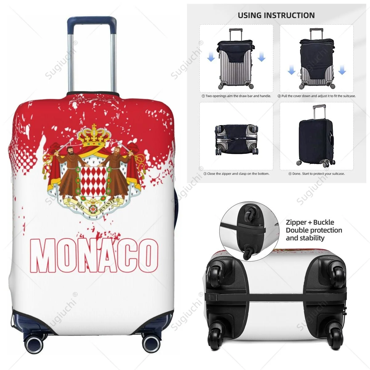 

Monaco Flag Luggage Cover Suitcase Elastic Dust Case Travel Accessories Printed Baggage Case Protective