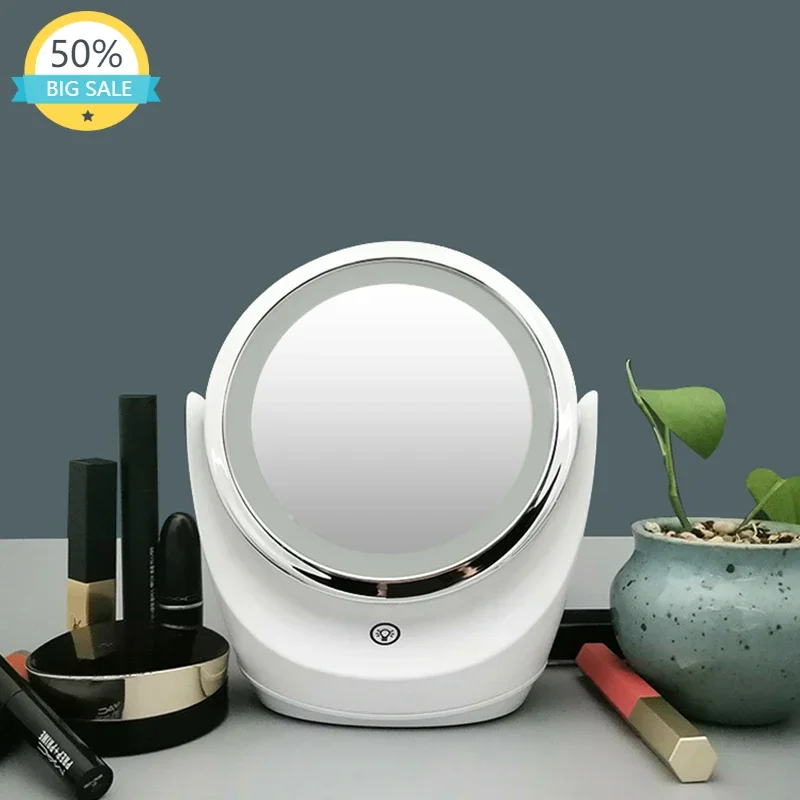 

Flexible Round Makeup Mirror Vanity Dressing Table Aesthetic Mirror Led Light Maiden Bedroom Espejo Con Luz Room Decorations