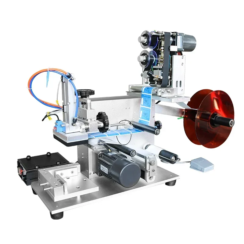 Semi-automatic labeling machine small red wine bottle self-adhesive labeling machine semi-automatic round bottle labeling