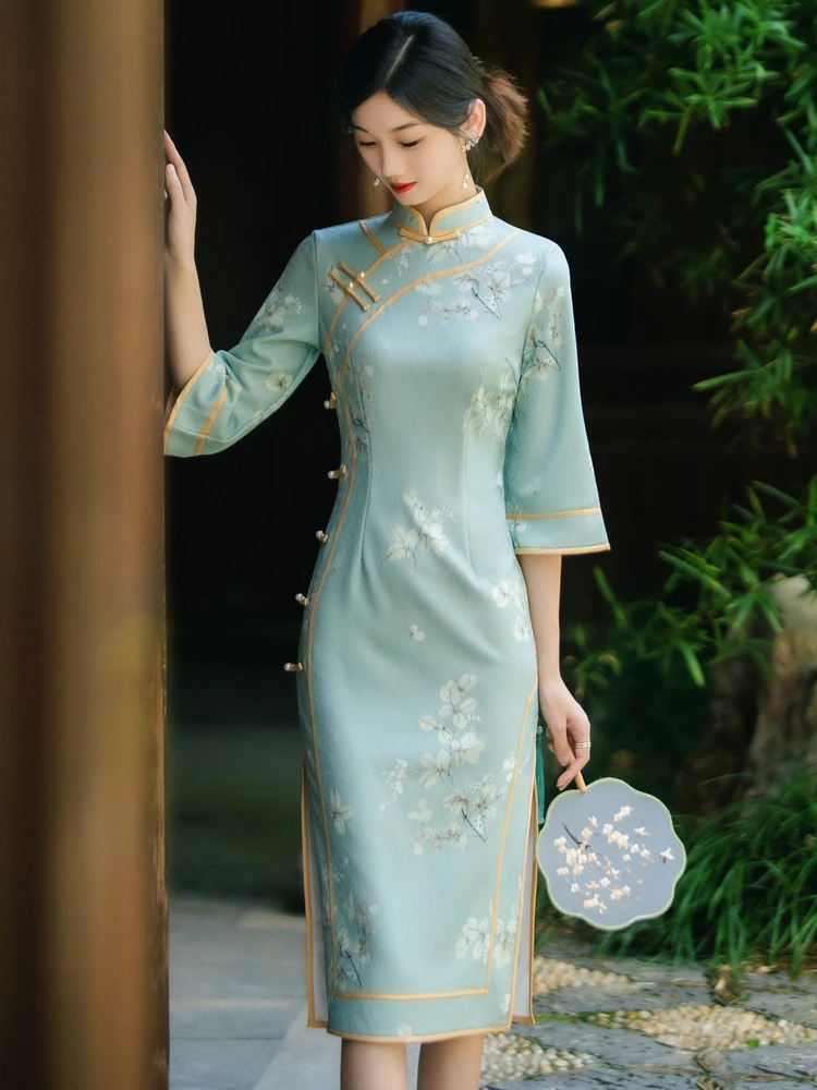 

Новинка: Женское платье в китайском стиле, молодежное, средней длины, с ретро-дизайном, весенне-осеннее, сезонное