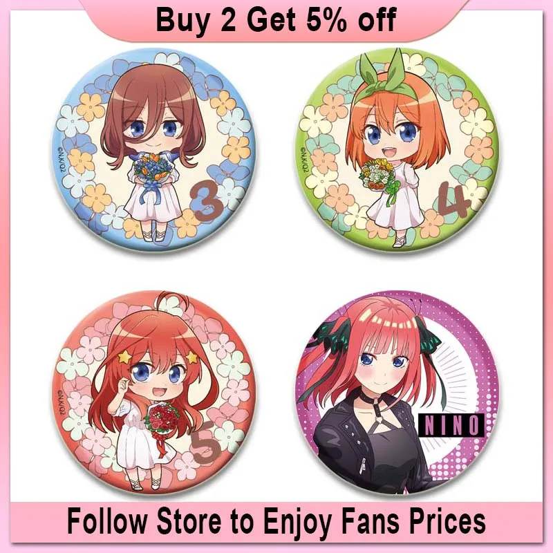 Anime The Quintessential Quintuplets Brooches Pin Ichika Nino Miku Yotsuba Nakano Cartoon Badge Backpack Clothes Jewelry Gift