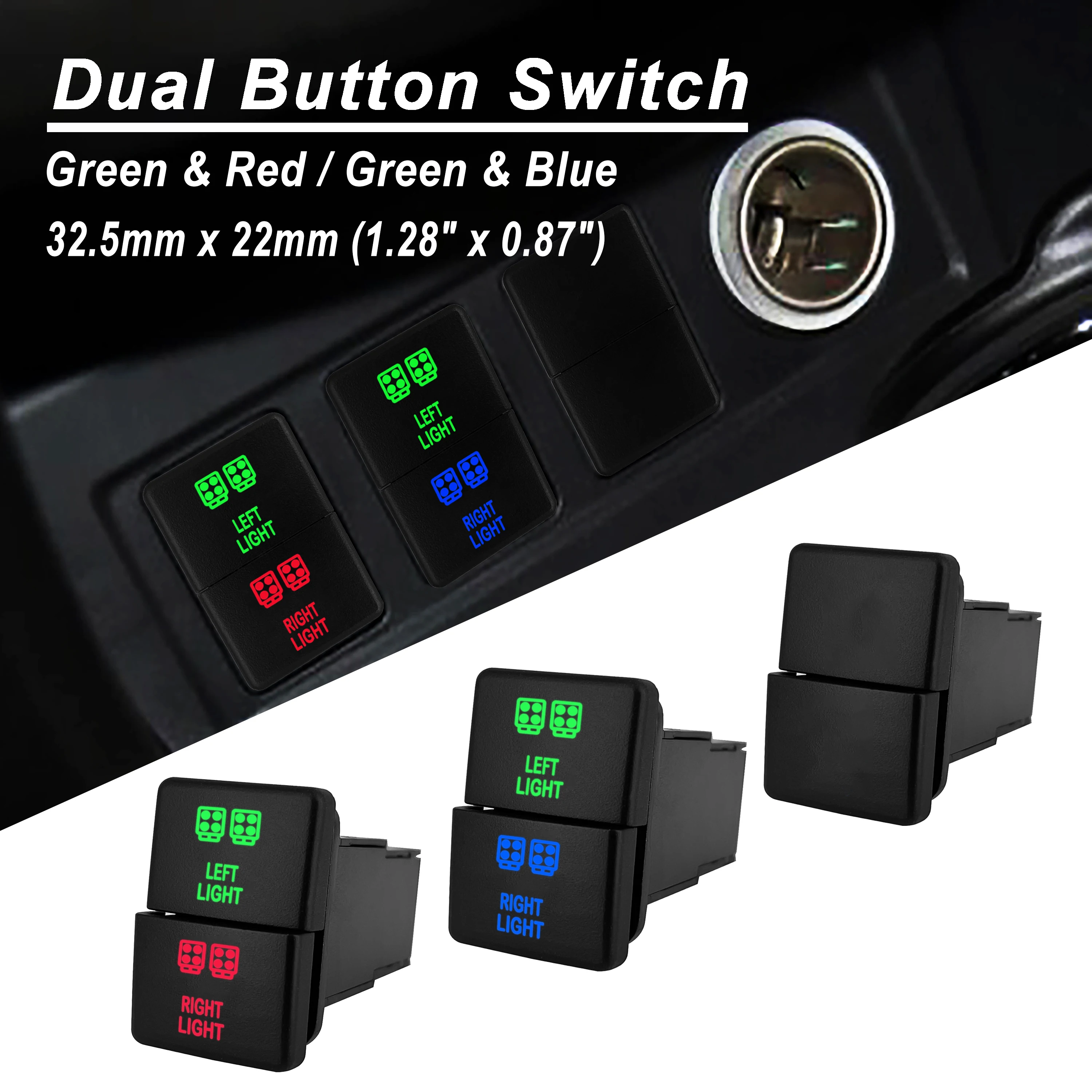 12V Dual Push Button Switch LEFT & Right Lights with Cable Connector for Toyota Prado 150 200 Landcruiser HiAce Car Accessories