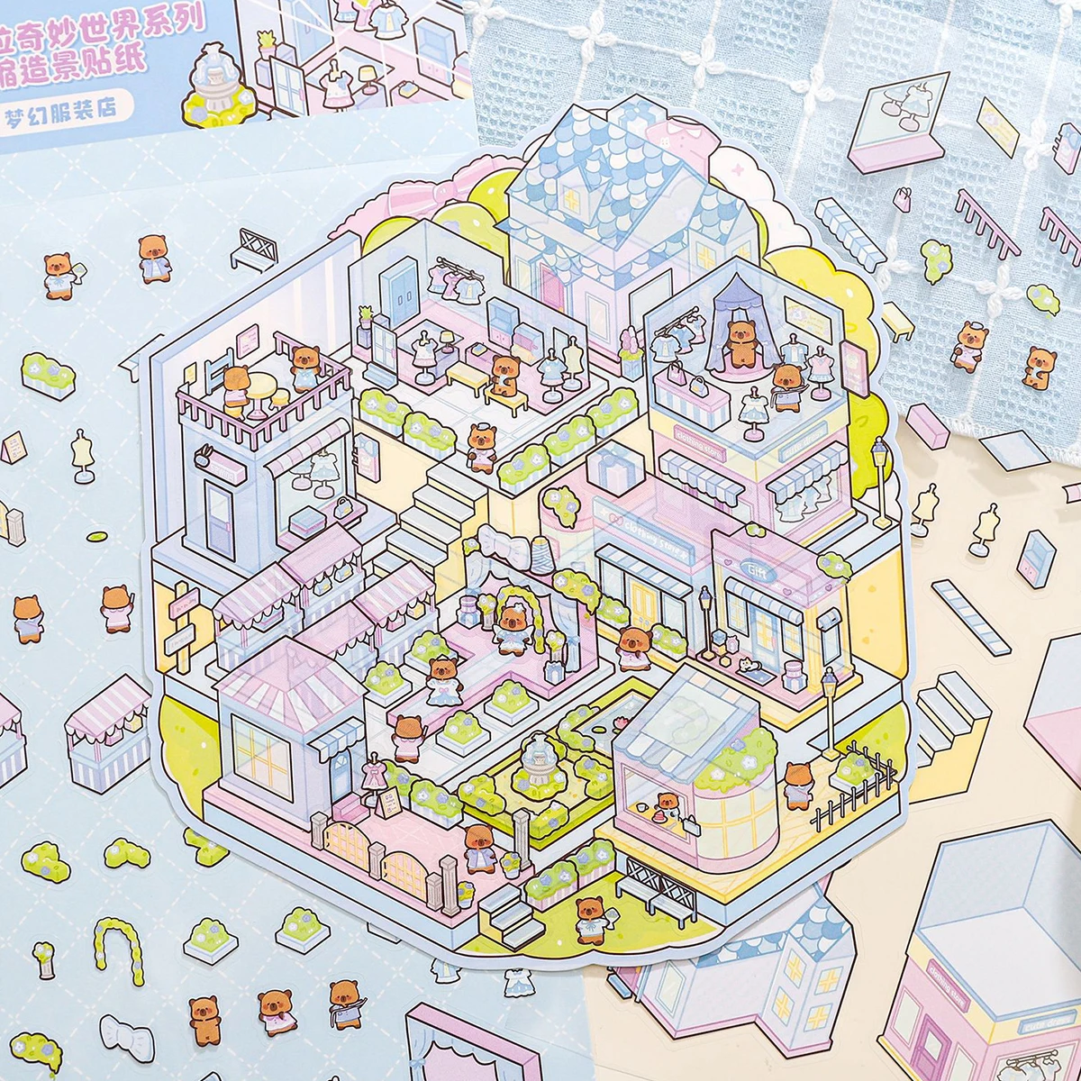 Cute 3D Kapibara Sticker Paper Trace Miniature Cartoon DIY Landscaping Wonderful World Decompression Sticker