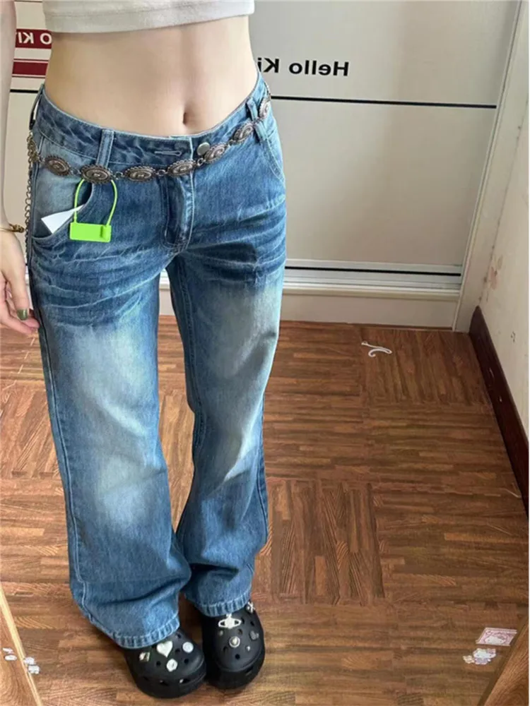 

Extended American Low Waist Flared Jeans Women's Loose Slimming Not Legging Floor-Length Wide Leg Pants High Waist