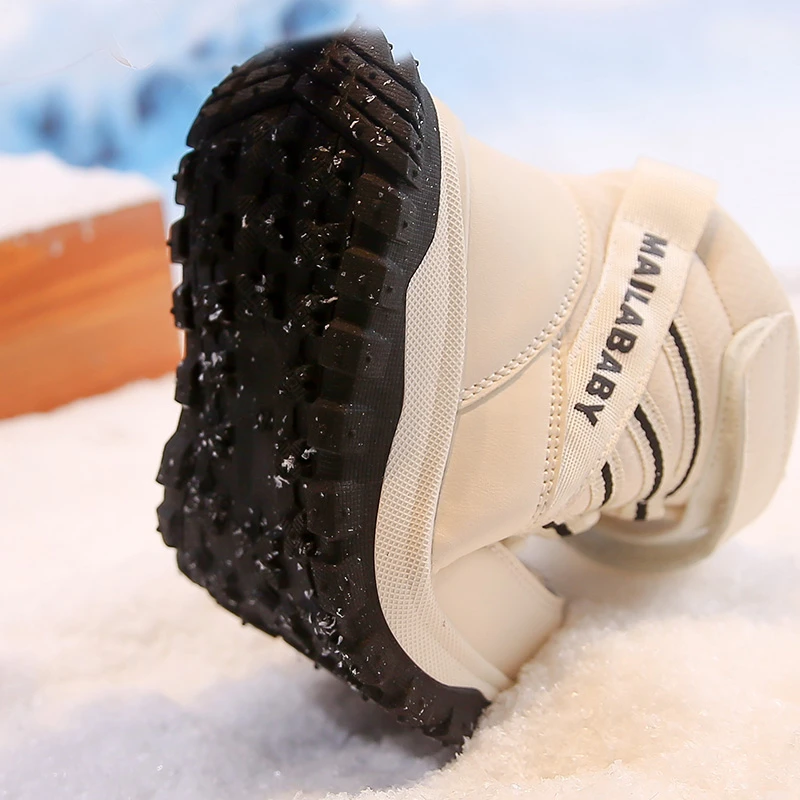 فو الفراء أحذية الشتاء للأطفال بولي Leather جلد الصبي الفتاة الثلوج الأحذية المضادة للانزلاق سميكة الدافئة المراهقين طفل أفخم الأحذية #6