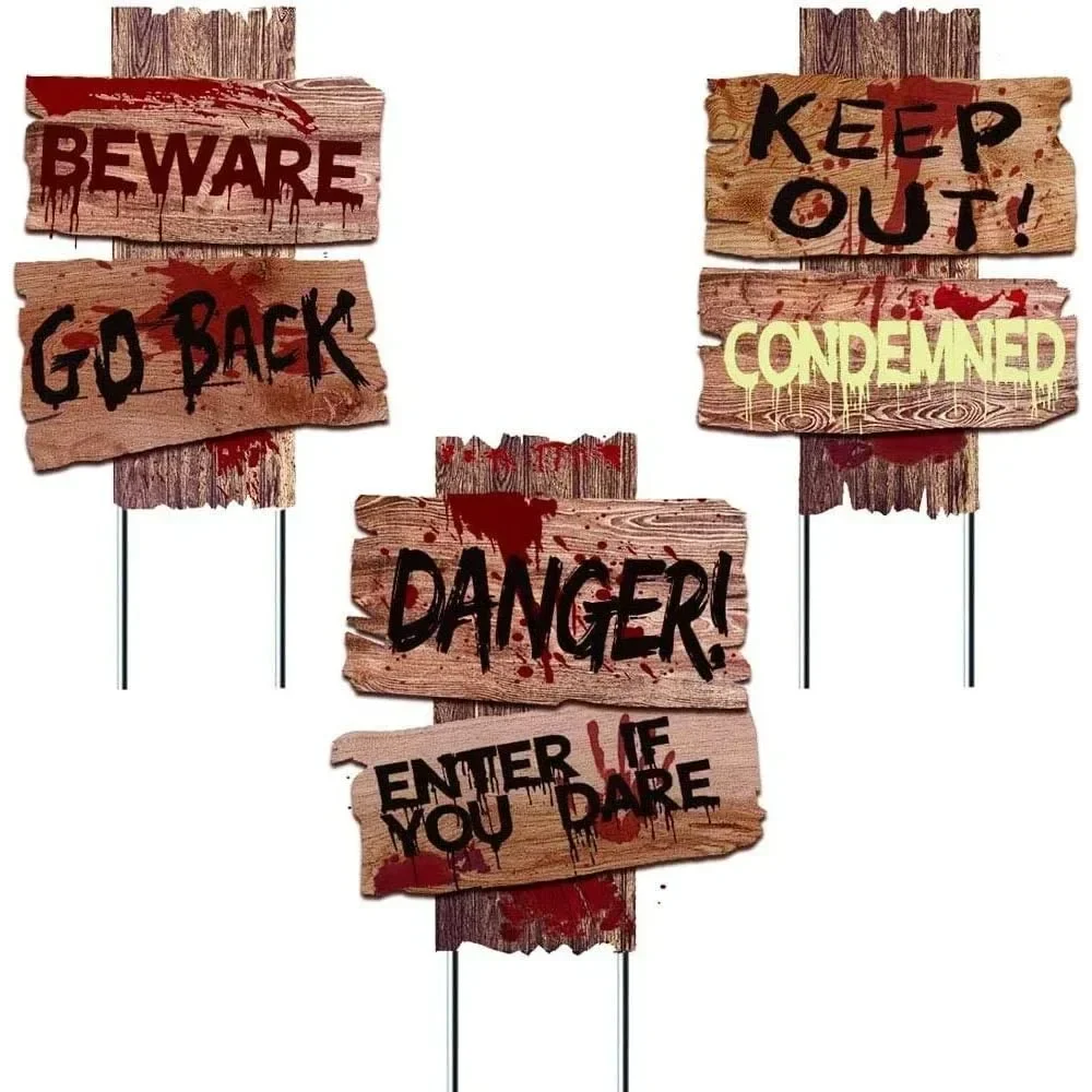 

19" X 16" Self-Designed Yard Signs Stakes Props, Holiday Party Supplies, Halloween Decor Scary Zombie Vampire Graves 3 Pack