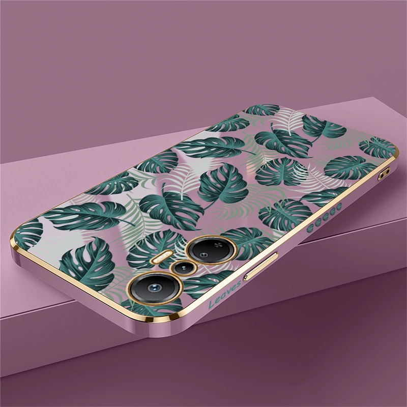 Case For Infinix Hot 12 Play 12i 11S NFC 11Play 40 Pro 30i 30 Play 20i 20S 9 Pro 10T 10i 10S 9 8 Plating Silicone Leaves Cover