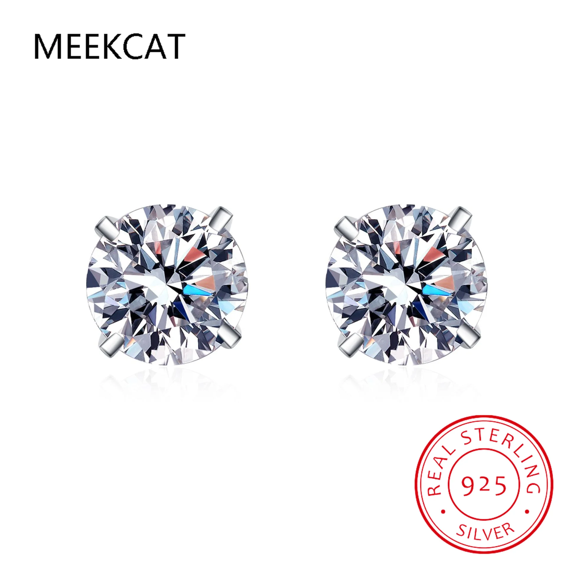 EF VVS1 Round Cut Total 4.0ct Diamond Test Passed Moissanite 18K Gold Plated 925 Silver Earring Jewelry Women Girl Gift