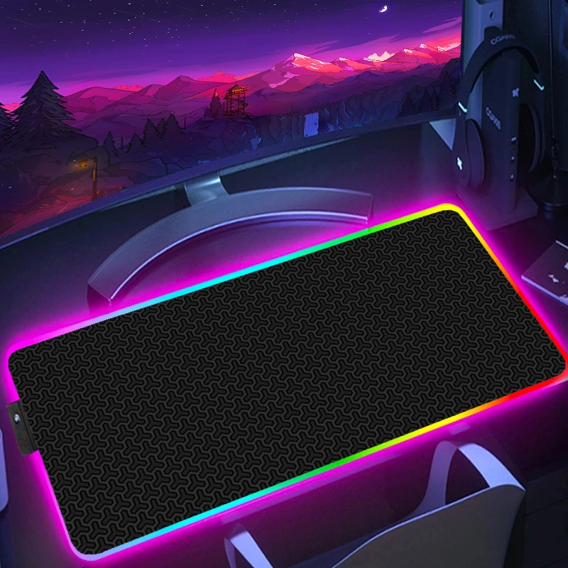 RGB Mousepad Simple Line Non-Slip Mouse Mat Large Gaming Mouse Pad Gamer Rubber Desk Mat With Backlit LED Art Accessories XXL